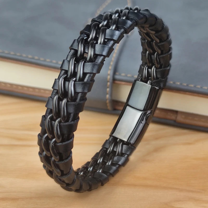 Gold Fusion Leather Bracelet