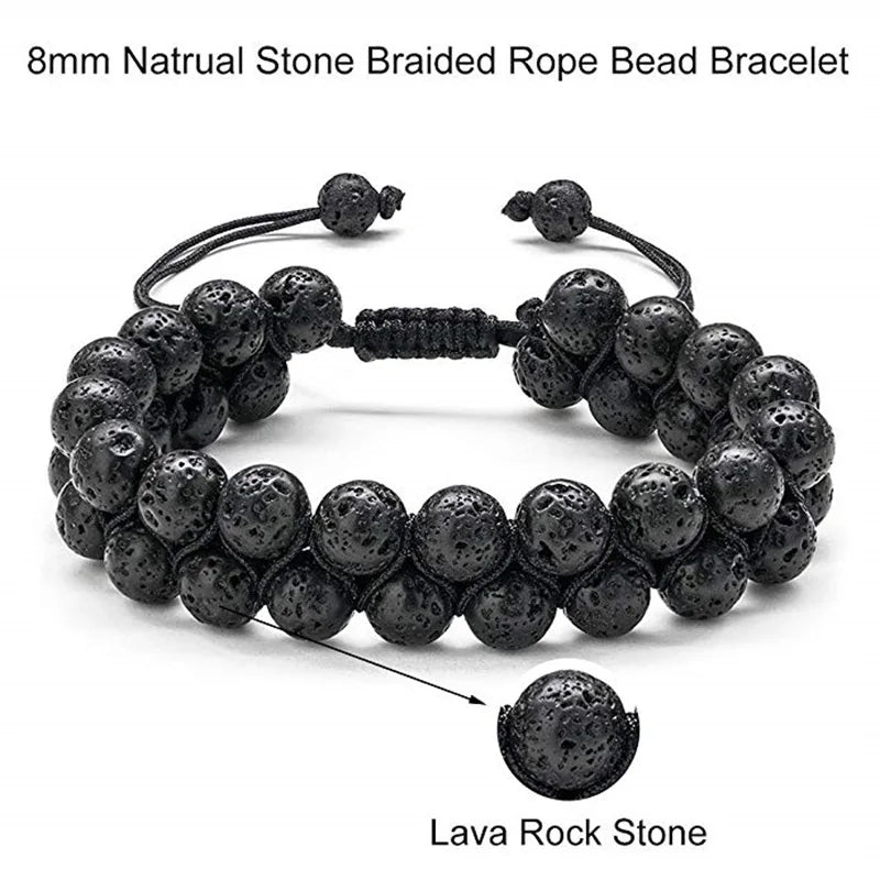 Midnight Lava Stone Bracelet Set