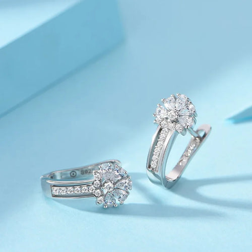 Crystal Flower Hoop Earrings