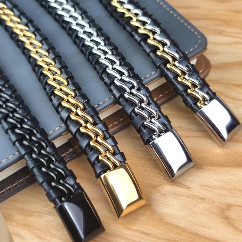 Gold Fusion Leather Bracelet