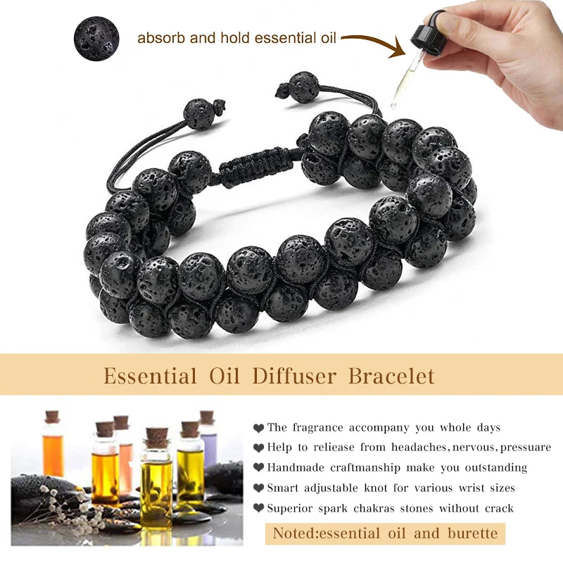 Midnight Lava Stone Bracelet Set