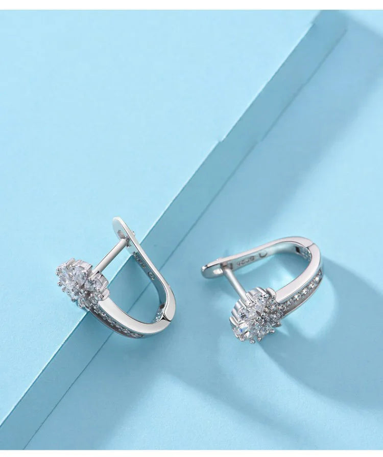Crystal Flower Hoop Earrings