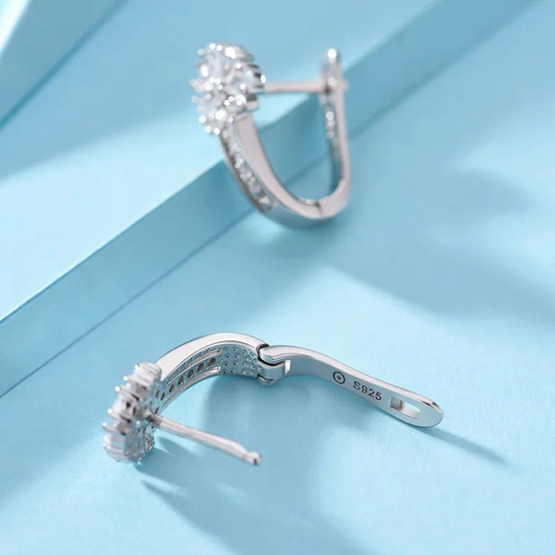 Crystal Flower Hoop Earrings