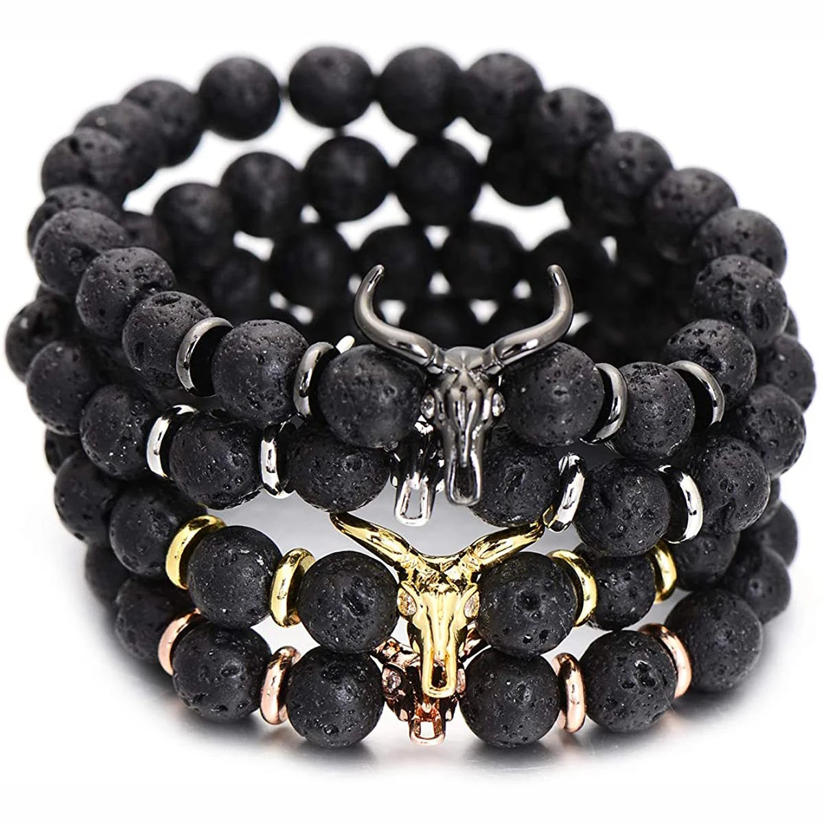 Titan Bull Lava Stone Bracelet