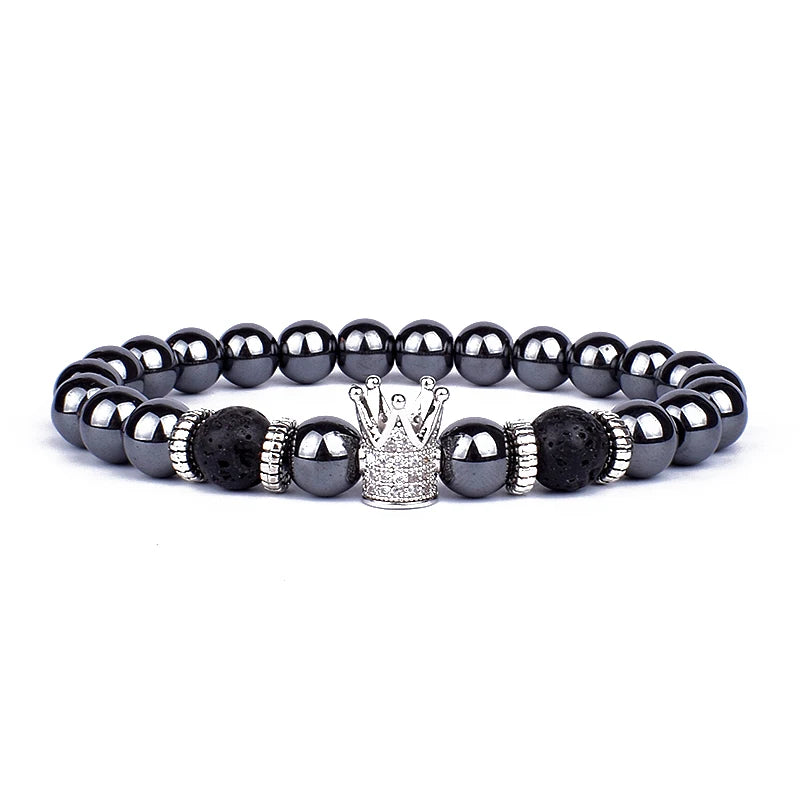 Royal Obsidian Lava Bracelet Set