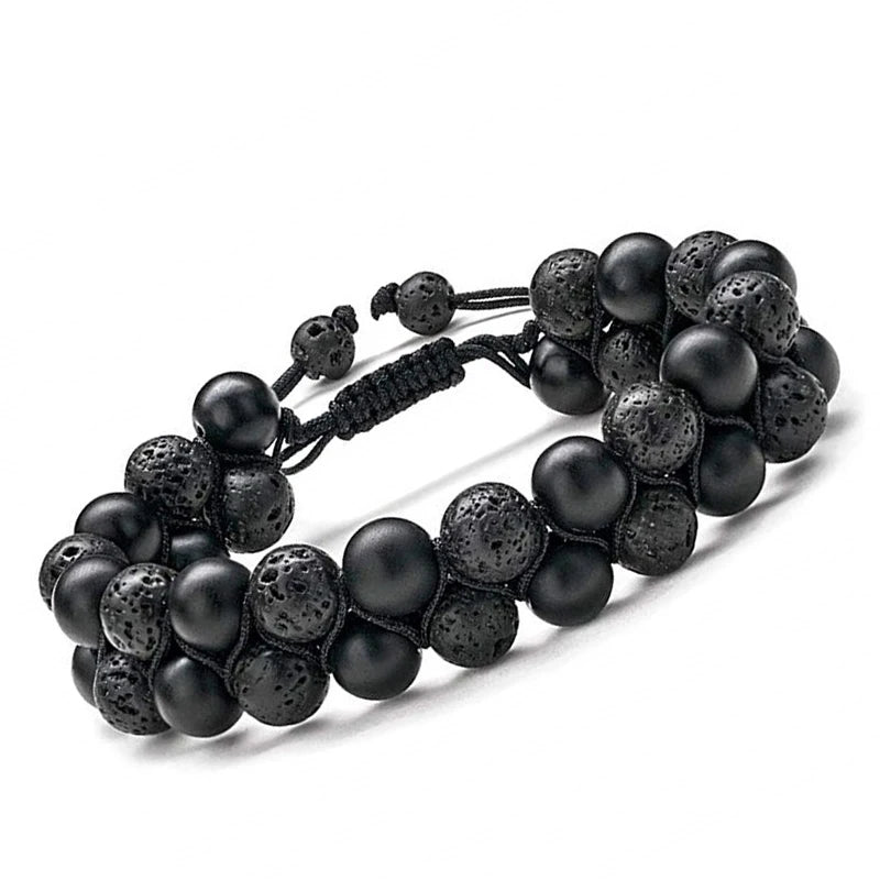 Midnight Lava Stone Bracelet Set