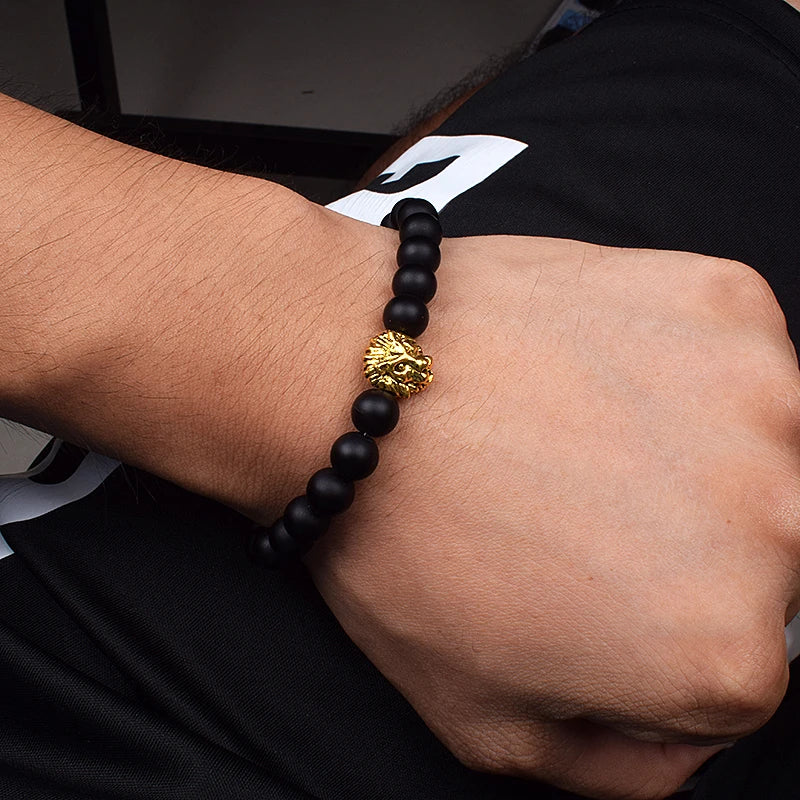 Royal Obsidian Lava Bracelet Set