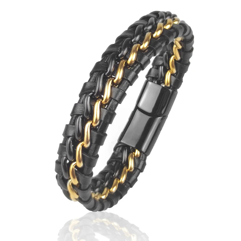 Gold Fusion Leather Bracelet