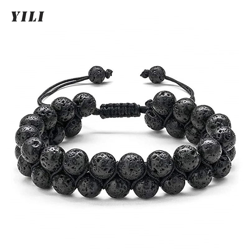 Midnight Lava Stone Bracelet Set