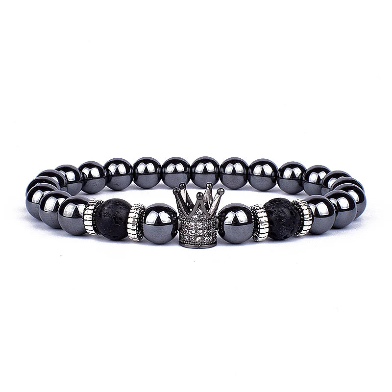 Royal Obsidian Lava Bracelet Set