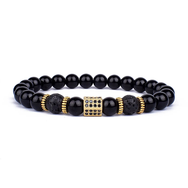 Royal Obsidian Lava Bracelet Set