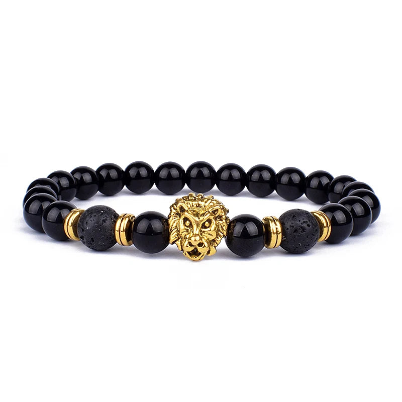 Royal Obsidian Lava Bracelet Set