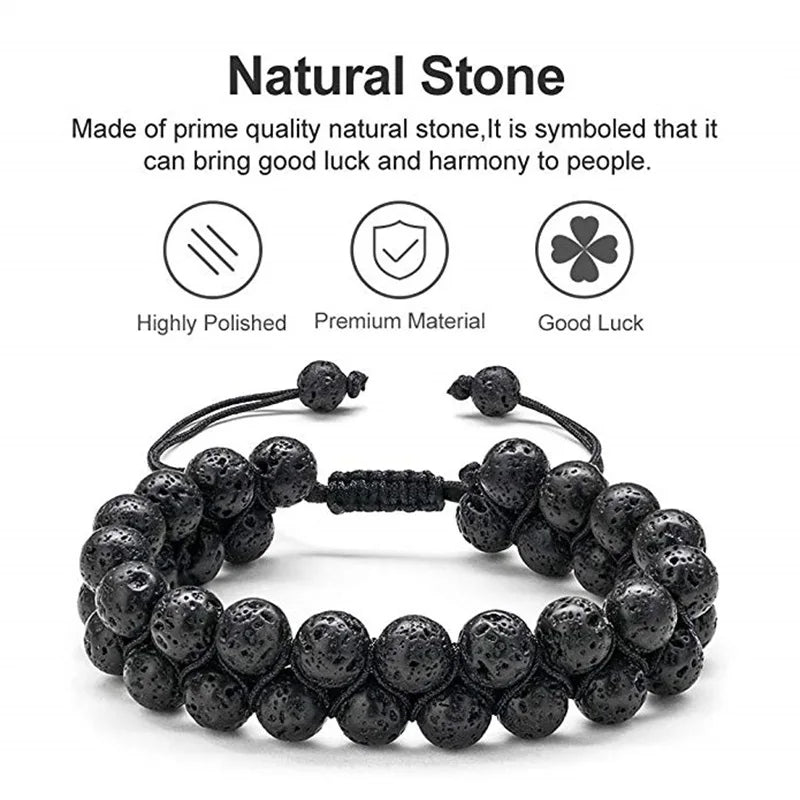 Midnight Lava Stone Bracelet Set