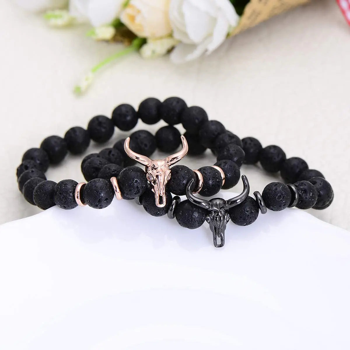 Titan Bull Lava Stone Bracelet
