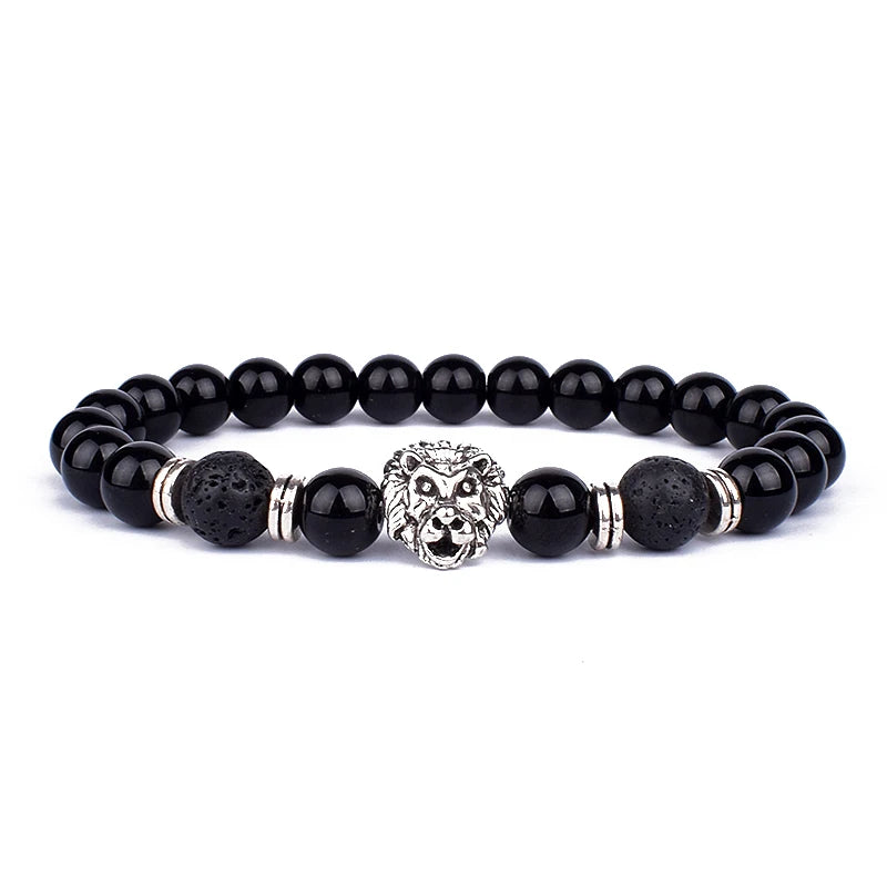 Royal Obsidian Lava Bracelet Set