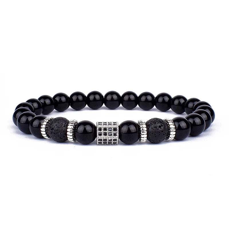 Royal Obsidian Lava Bracelet Set