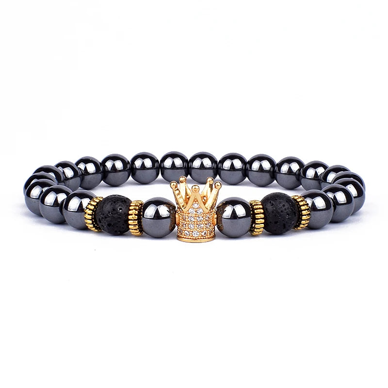 Royal Obsidian Lava Bracelet Set