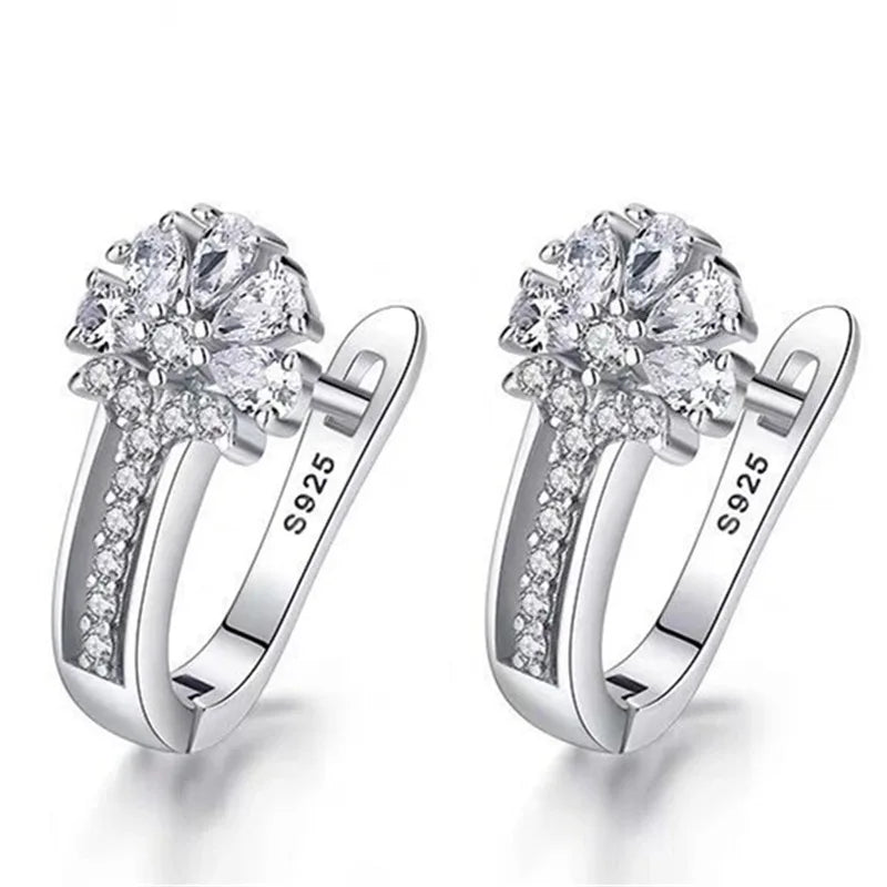 Crystal Flower Hoop Earrings