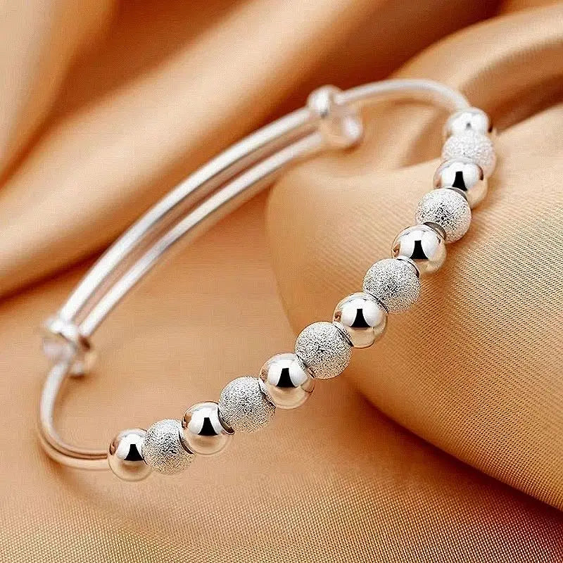 Silver Glow Beaded Bangle