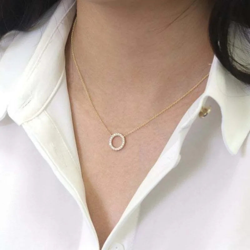 Crystal Circle Necklace & Earrings Set