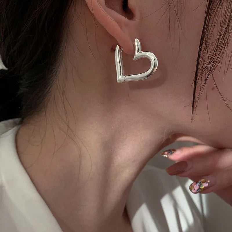 925 Sterling Silver Heart Hoop Earrings