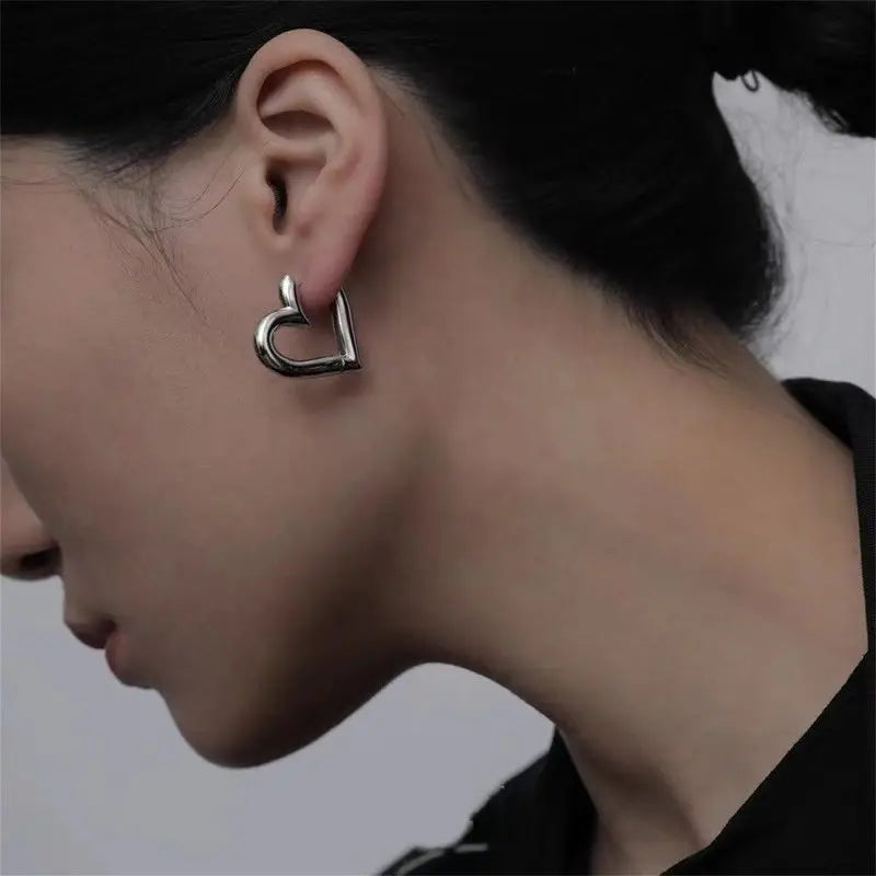 925 Sterling Silver Heart Hoop Earrings