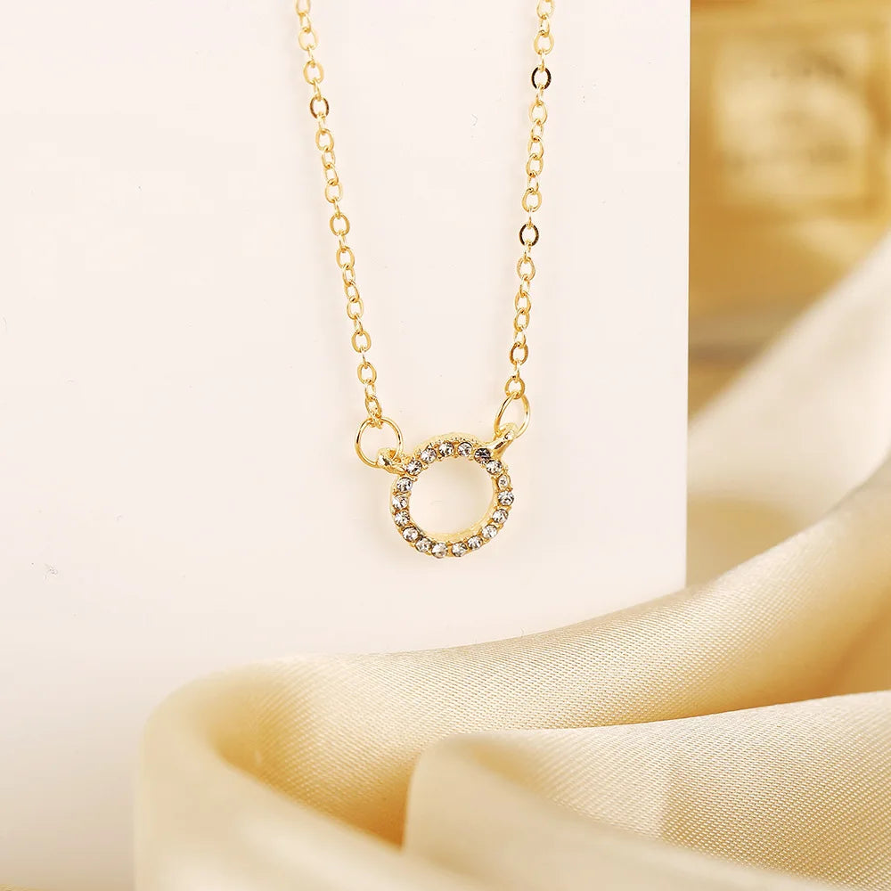 Crystal Circle Necklace & Earrings Set