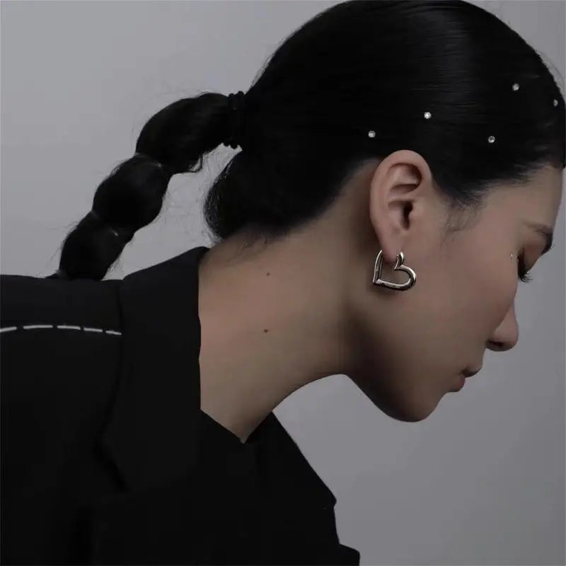 925 Sterling Silver Heart Hoop Earrings