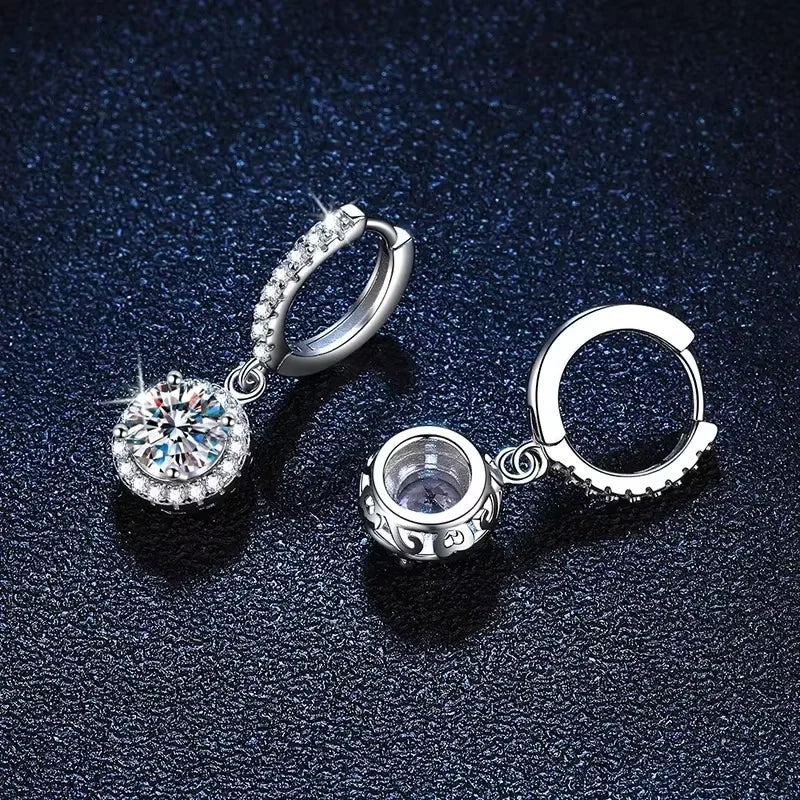 Moissanite Halo Drop Earrings
