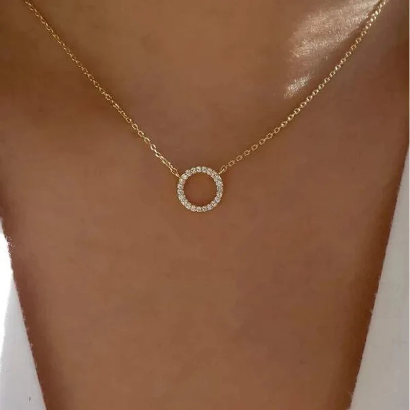 Crystal Circle Necklace & Earrings Set