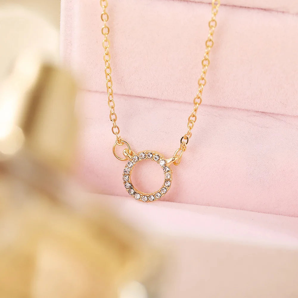 Crystal Circle Necklace & Earrings Set