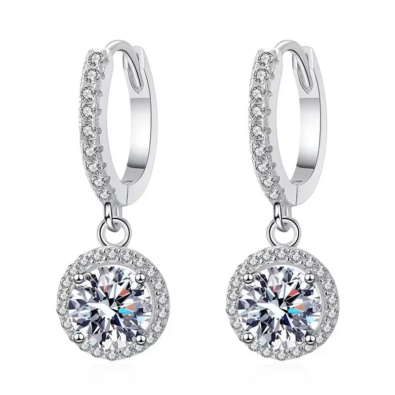 Moissanite Halo Drop Earrings