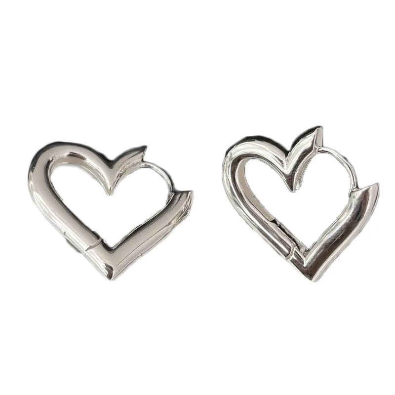 925 Sterling Silver Heart Hoop Earrings