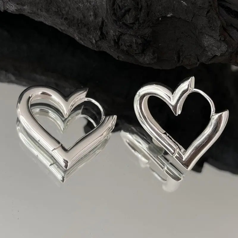 925 Sterling Silver Heart Hoop Earrings