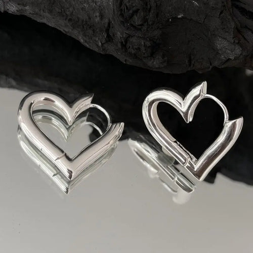925 Sterling Silver Heart Hoop Earrings