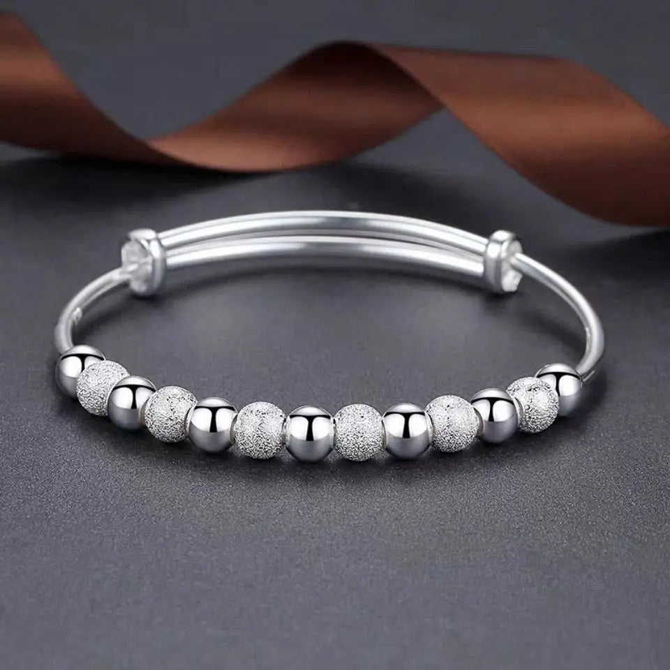 Silver Glow Beaded Bangle