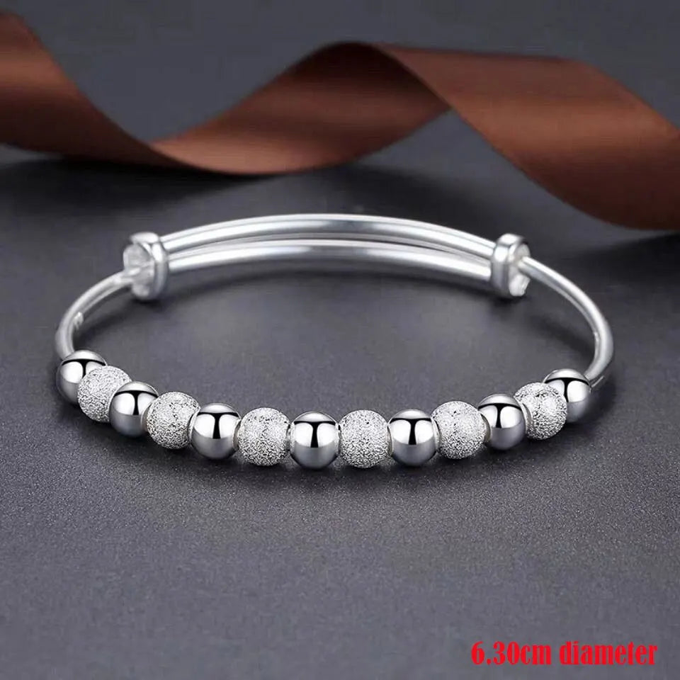Silver Glow Beaded Bangle