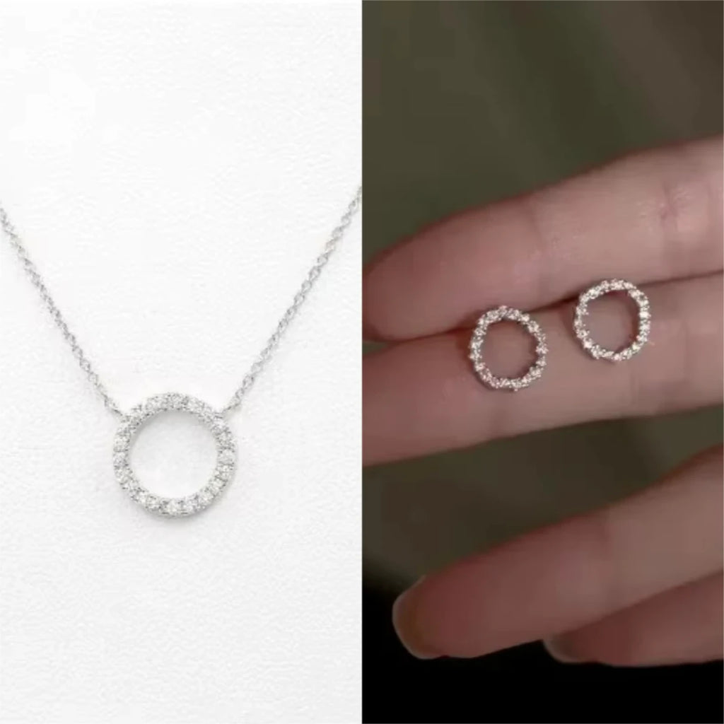 Crystal Circle Necklace & Earrings Set