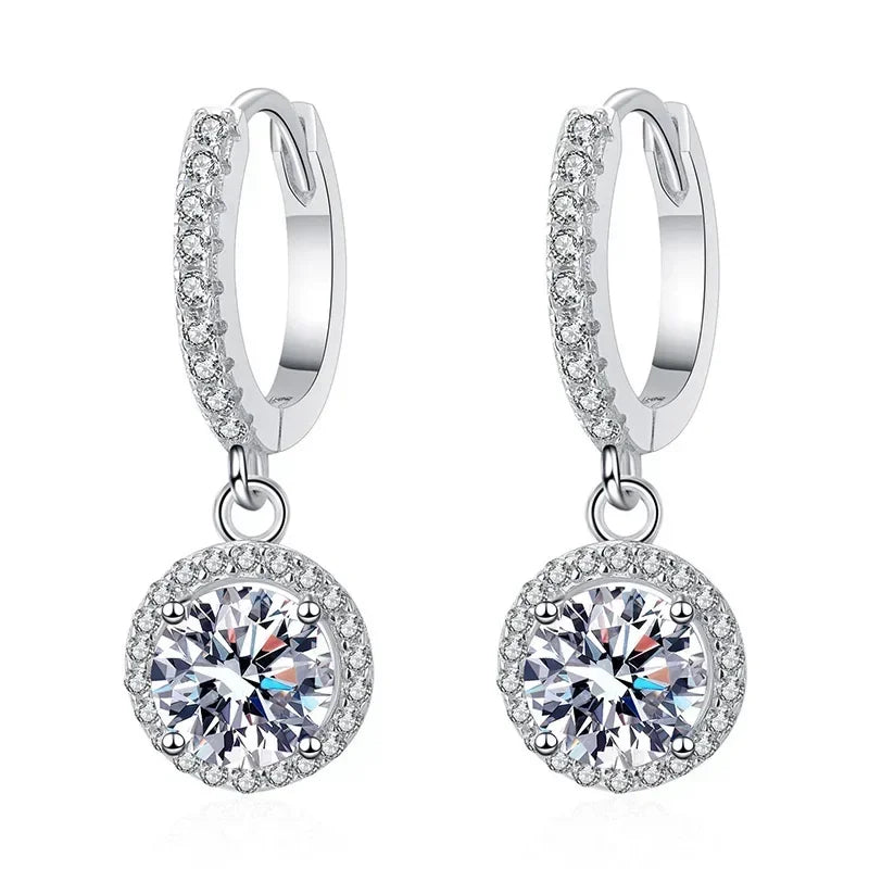 Moissanite Halo Drop Earrings